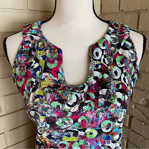 Isle Melis Kozan Scuba Dress Art To Wear Resort Cruise Stretch Mini Size Large L - Picture 3 of 9